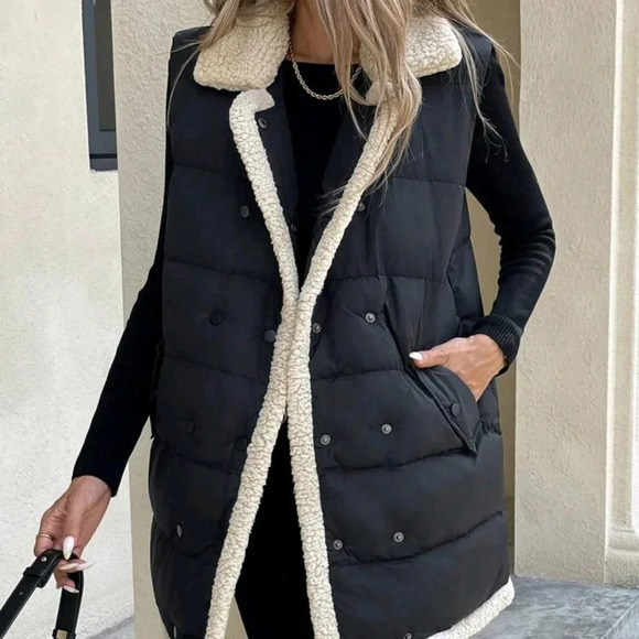 Women Color Block Front Button Placket Sleeveless Pockets Casual P - Picture 4 of 6